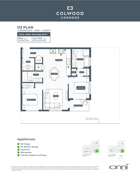 Floor plan for 2 beds, 2 baths, 900 sqft
